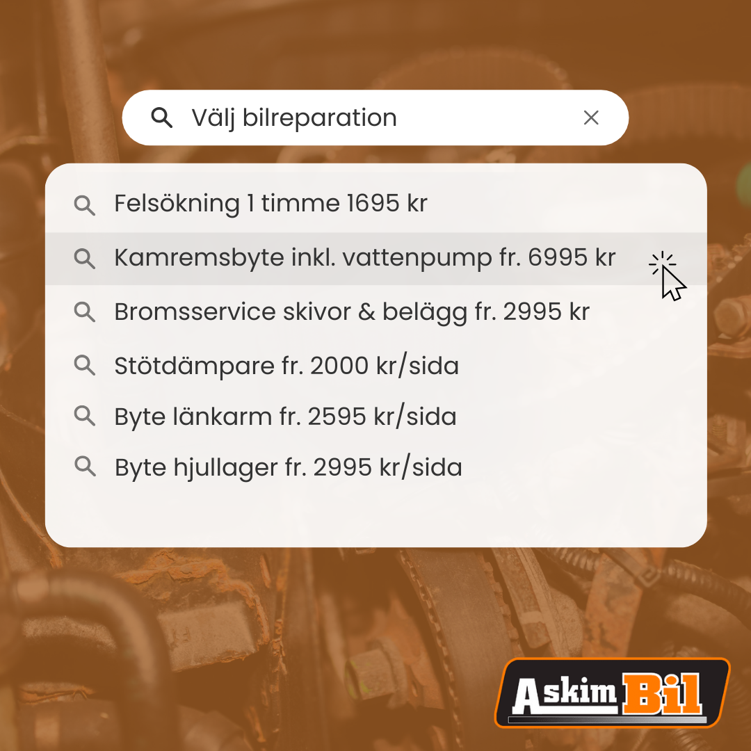 Bra bilreparationer - Vi reparerar bilar av alla märken i Lindome / Göteborg. AskimBil hanterar utrustning för avancerad diagnos och felsökning. 